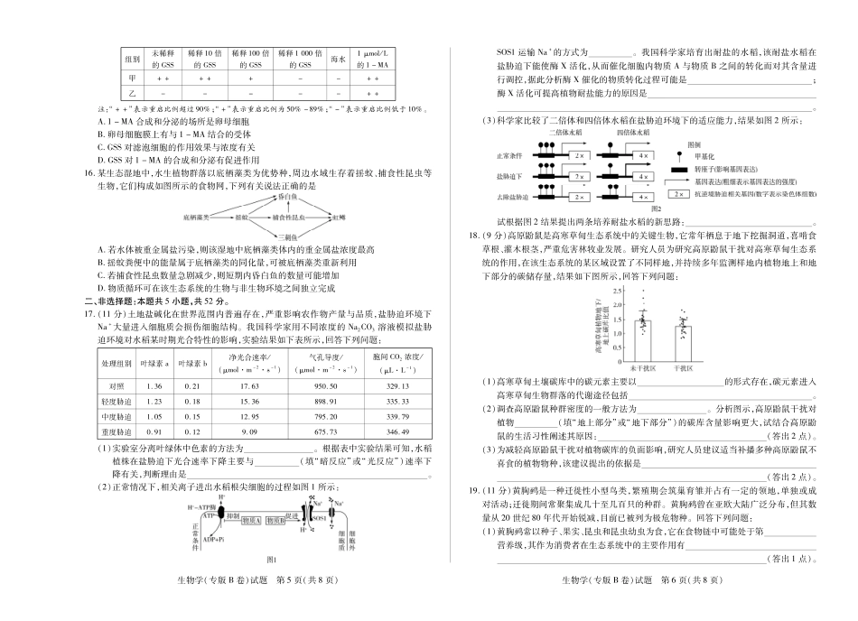 生物学专版B卷 天一大联考·陕西甘肃省2025-2026学年（上）高三年级顶尖计划（二）.pdf_第3页