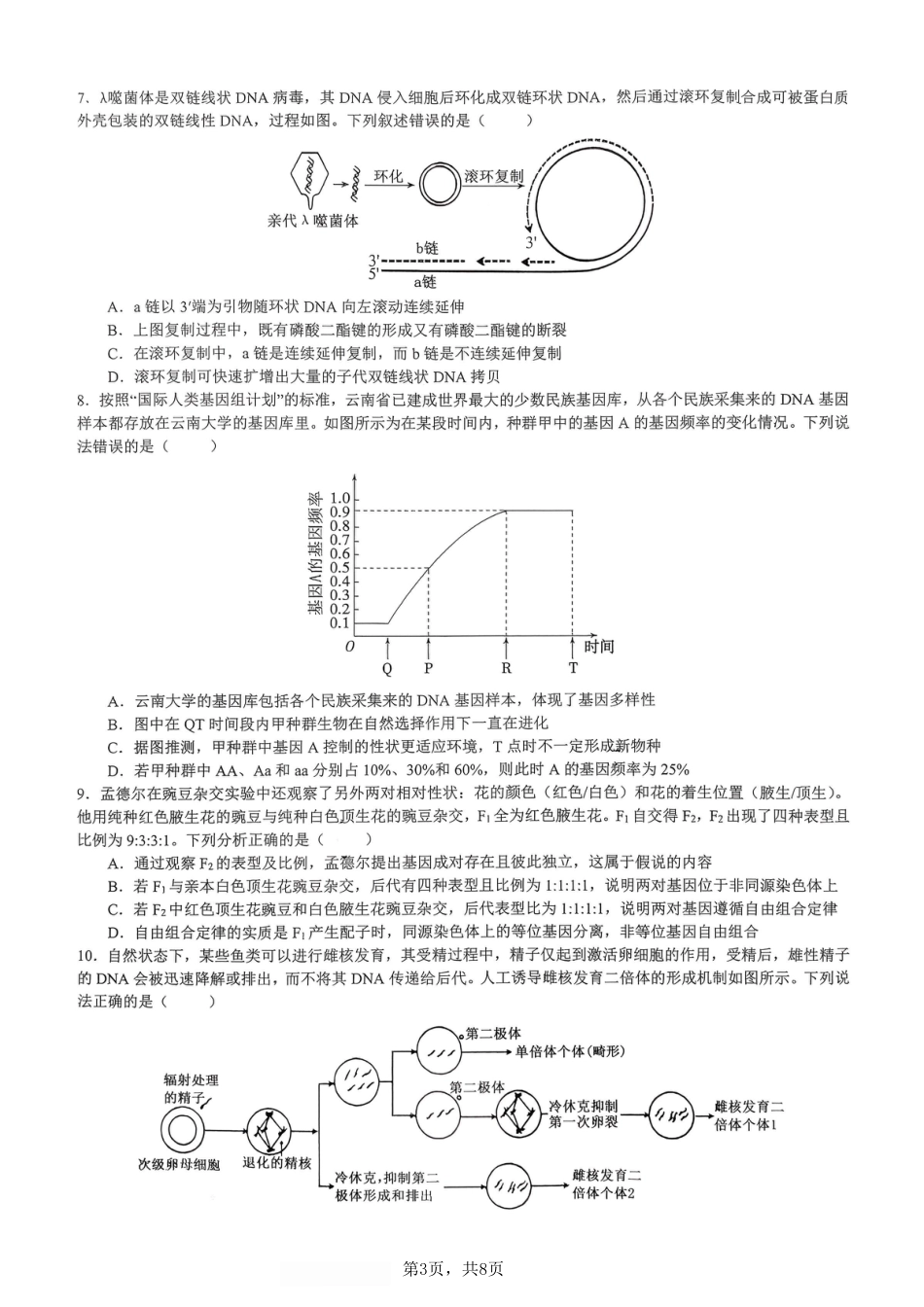 生物育才中学25-26学年上高三12月月考试卷.pdf_第3页