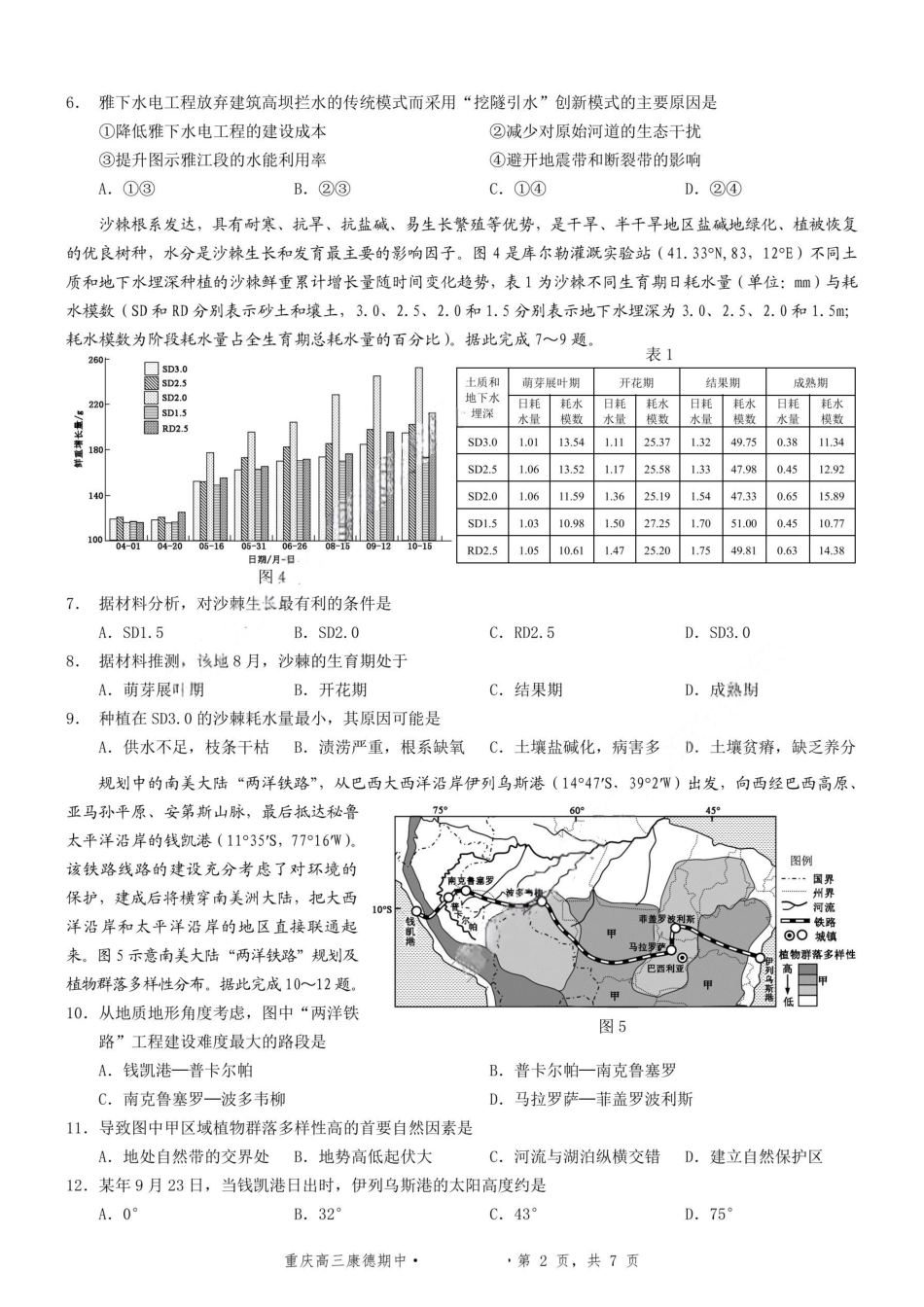 地理+答案-2025年秋康德高三11月调研测试试题卷.pdf_第2页