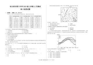 黑龙江省哈尔滨市第六中学校2025-2026学年高三上学期12月月考地理.pdf