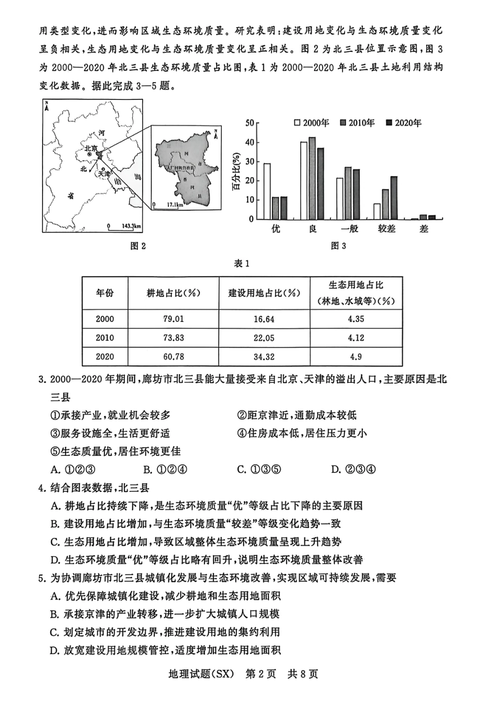 山西省2026届高三第一次八省联考（T8联考）（全科）_T8地理试题.pdf_第2页