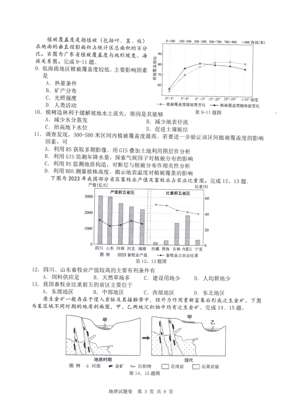 温州市普通高中2026届高三第一次适应性考试地理.pdf_第3页