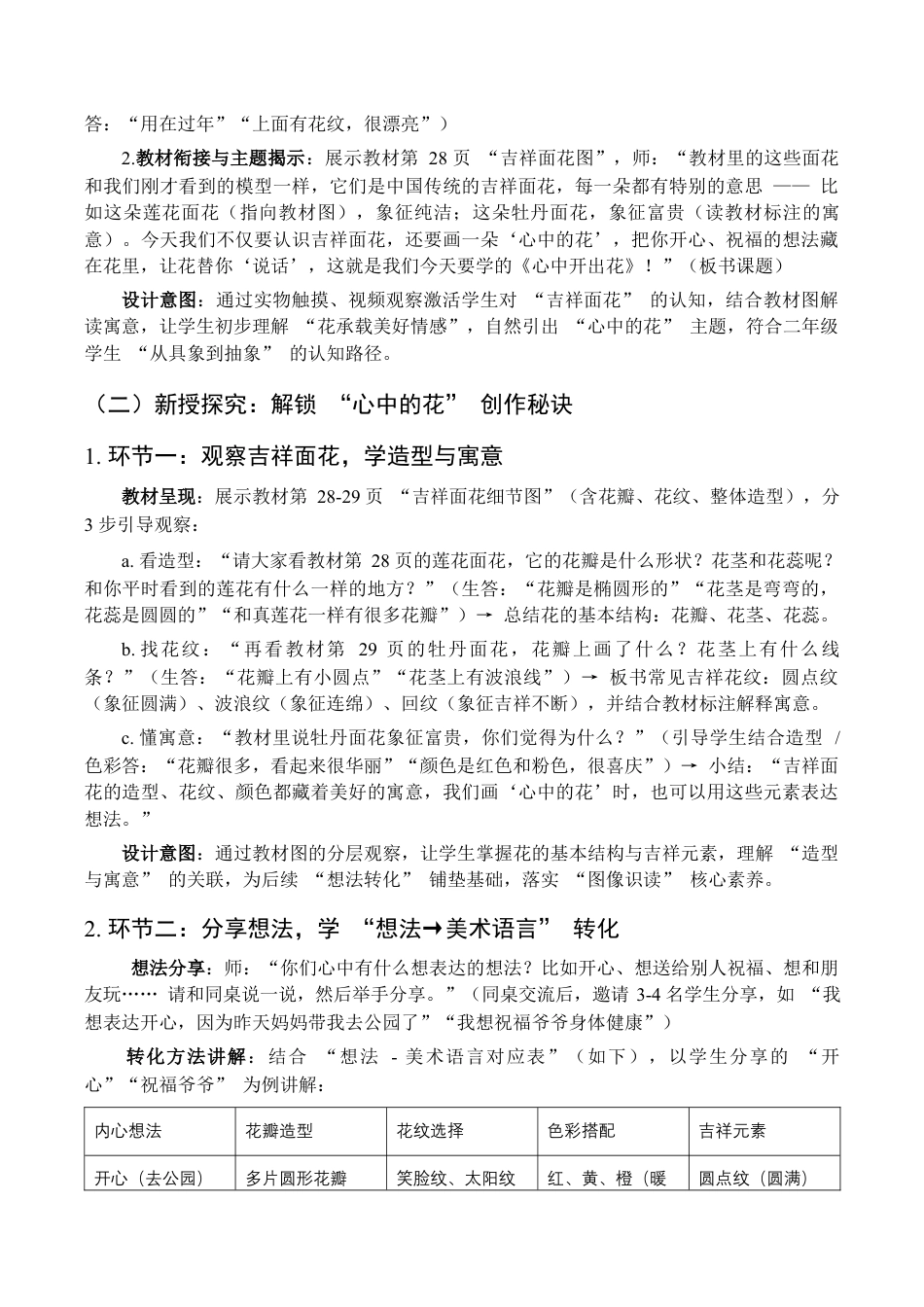2025-2026学年苏少版小学美术二年级上册-心中开出花（教学设计）.docx_第3页