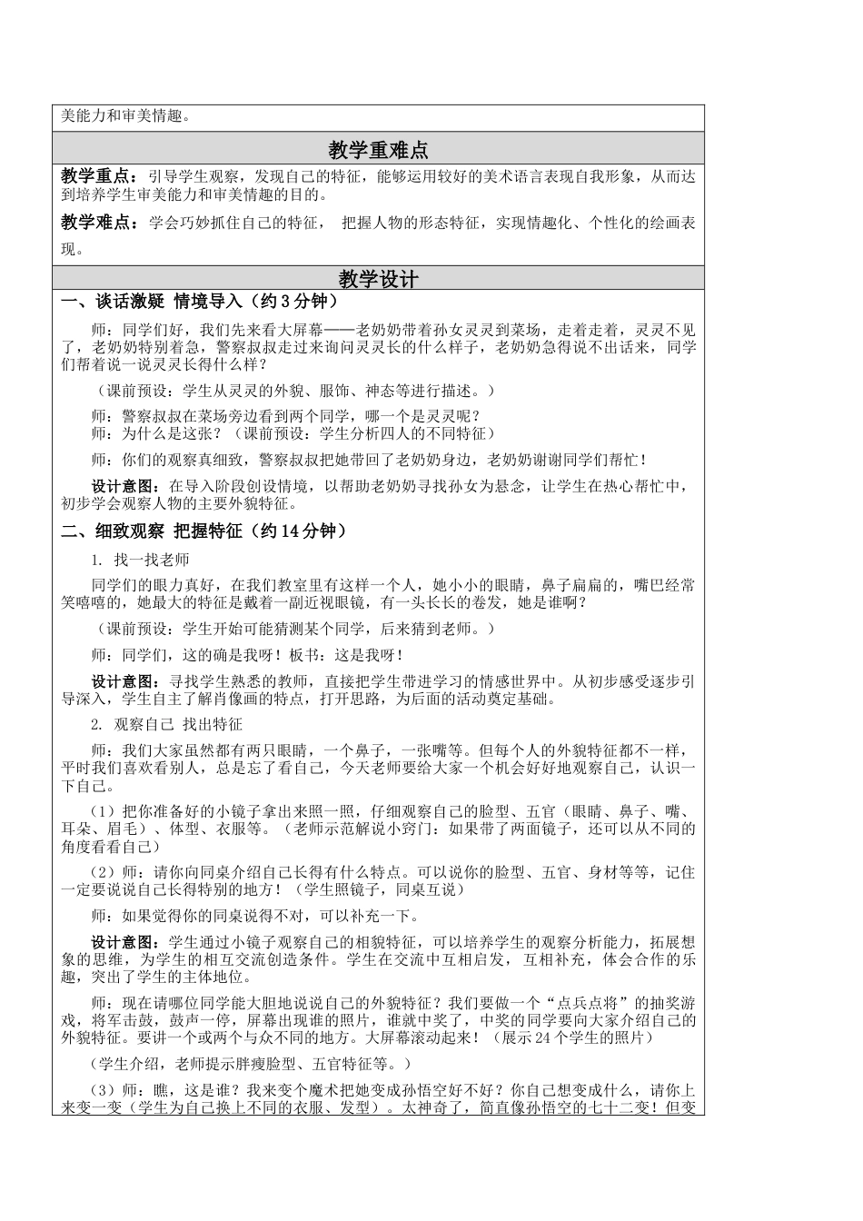 第11课 这是我呀 （绘画） 教学设计 -一年级下册小学美术同步备课资源包（苏少版）.docx_第2页