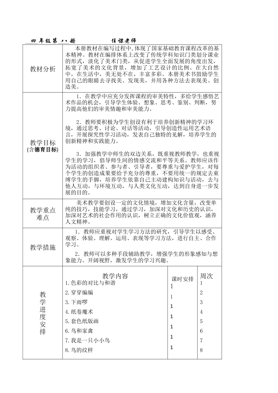 【30页精品】苏少小学美术四下教案.doc_第1页