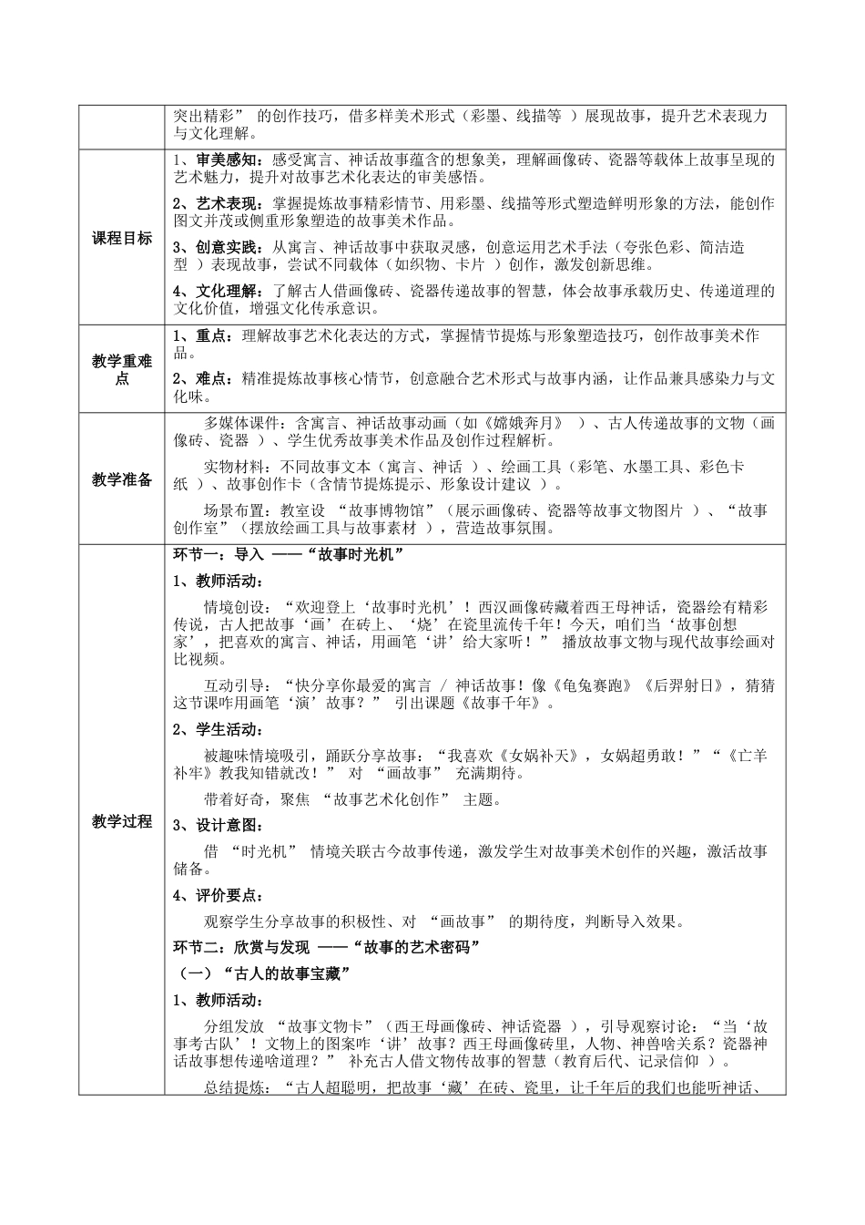 2026年苏少版小学美术三年级美术上册教学设计-第八单元 寓言与神话 （教案）.docx_第2页