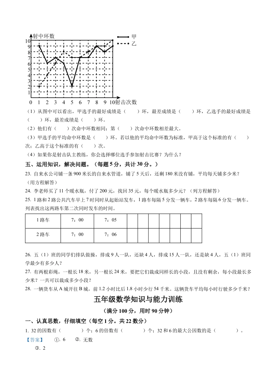江苏省宿迁市洋河新区梅香街小学苏教版五年级下册期中测试数学试卷（含解析）.docx_第3页