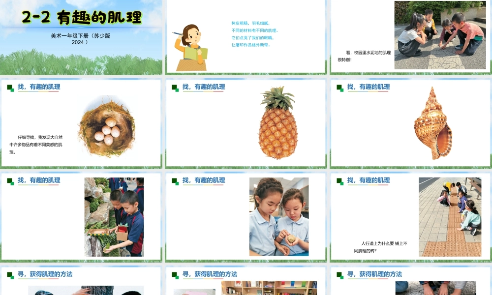 苏少版一年级美术下册教学课件-有趣的肌理（课件）.pptx