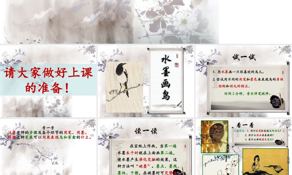 水墨画鸟（课件）-美术四年级下册  .pptx