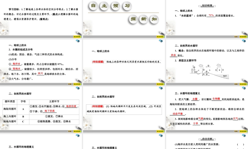 湘教版高中地理必修第一册课件-19-20 第4章 第1节　水循环.ppt