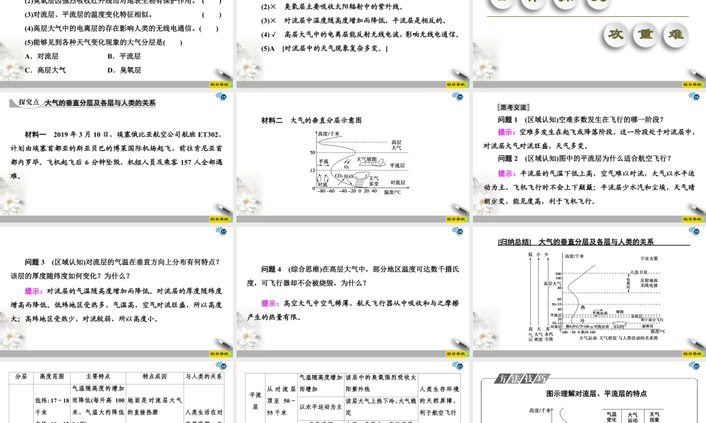 湘教版高中地理必修第一册课件-19-20 第3章 第1节　大气的组成与垂直分层.ppt