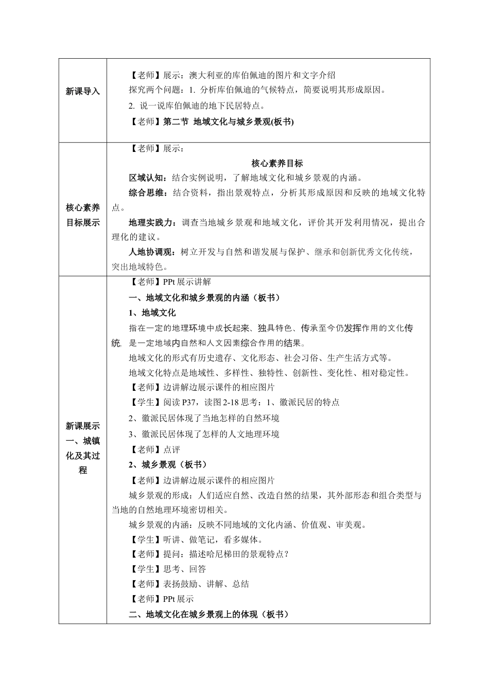 【新教材】2.2 地域文化与城乡景观 教学设计（2）-湘教版高中地理必修第二册.docx_第2页