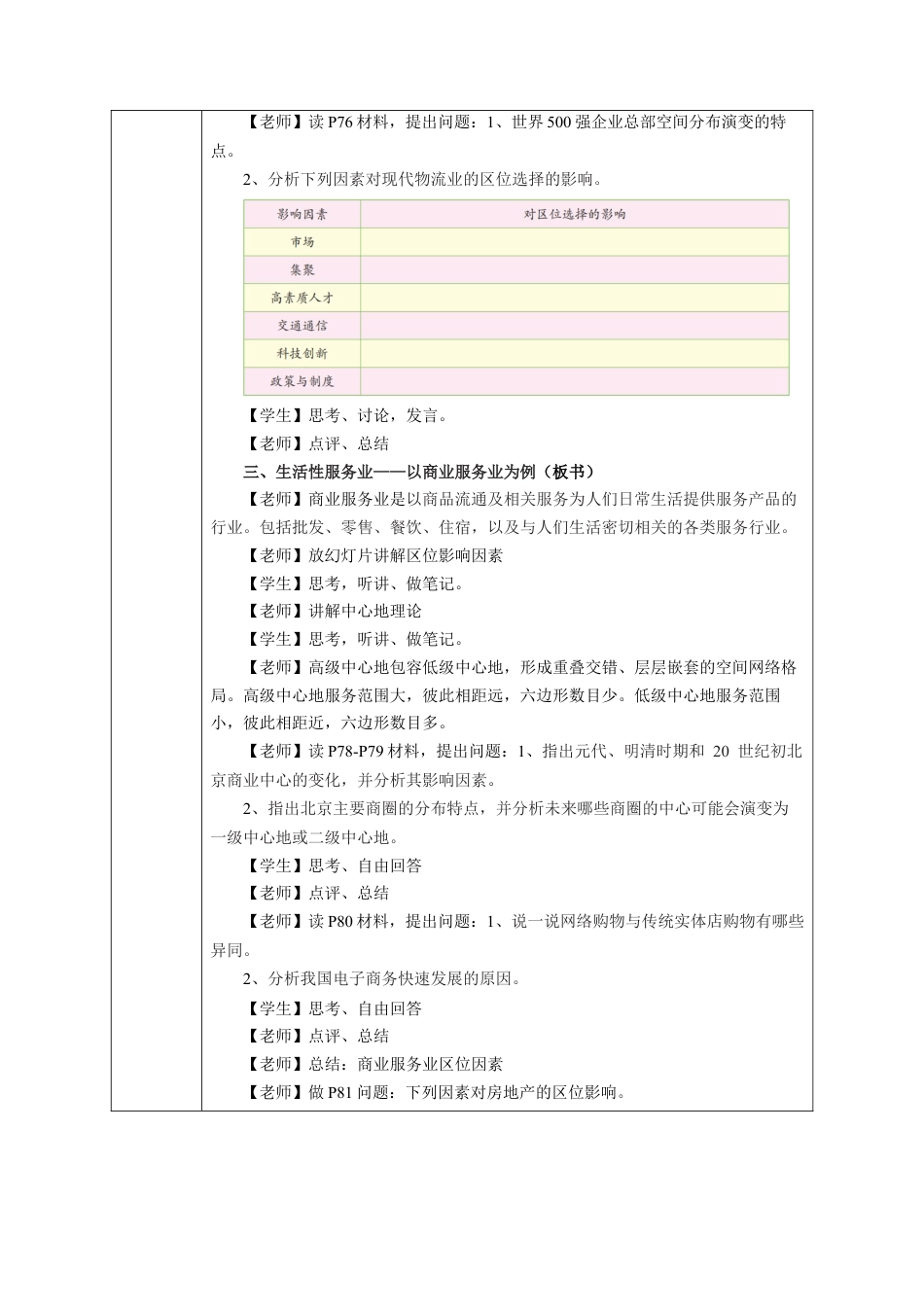 【新教材】3.3 服务业的区位选择 教学设计（2）-湘教版高中地理必修第二册.docx_第3页