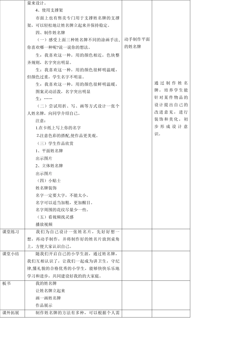 【湘版】美术  一年级上册    第一单元  1我的姓名牌  课时教案.doc_第3页