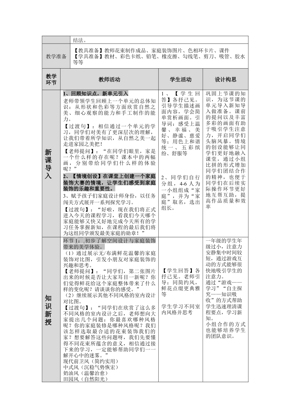 湘美版小学美术一年级下册第二单元第1课《送你一束花》教学设计.doc_第2页