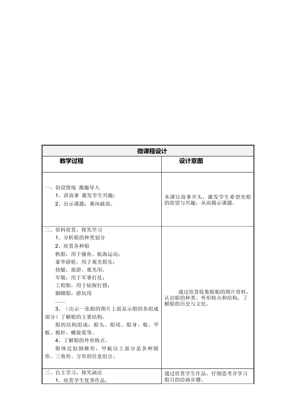 湘美版四年级美术上册-表格式教案-乘风破浪0（教案）.doc_第2页