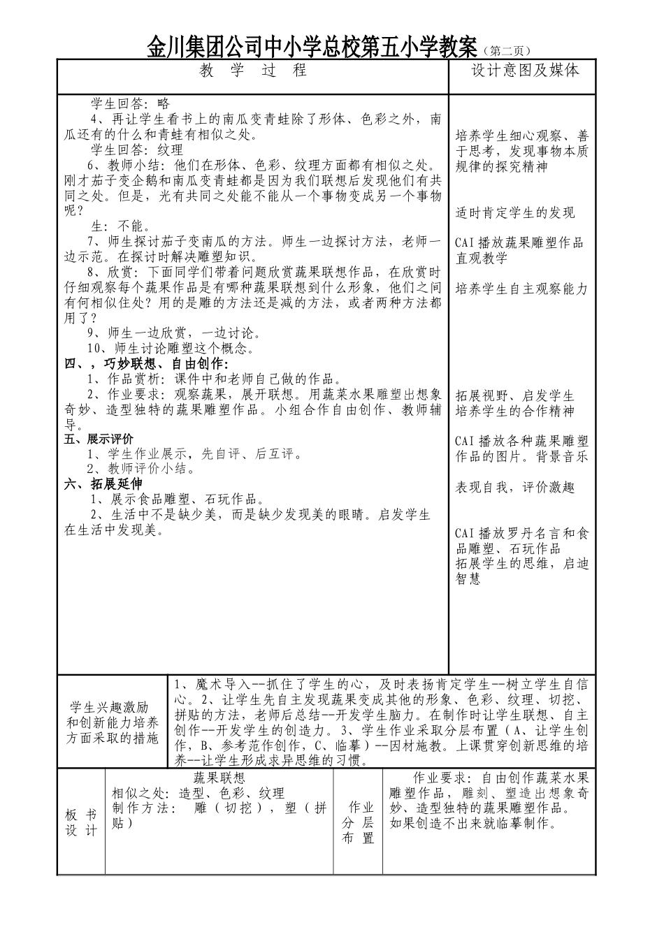 湘美版四年级美术下册-【教师共享】《蔬果的联想》参考教案-李荣.doc_第2页