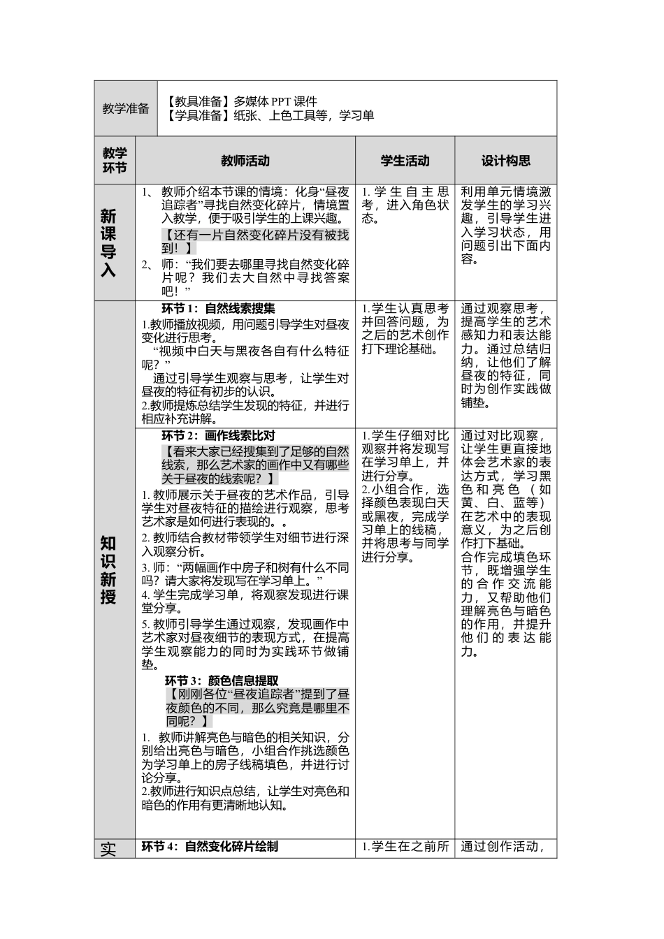 湘美版小学美术一年级下册第五单元第2课《白天黑夜》教学设计.doc_第2页