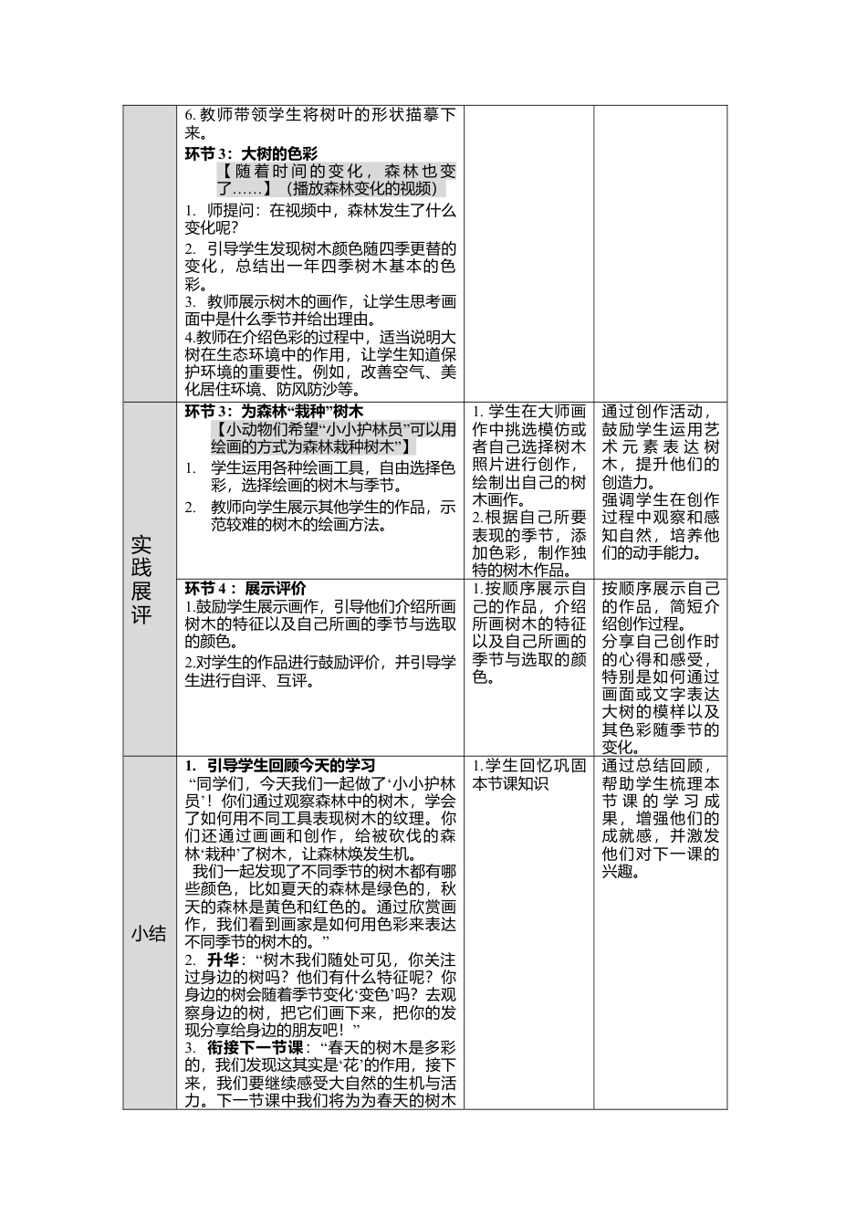 湘美版小学美术一年级下册第一单元第1课《大树的模样》教学设计.doc_第3页