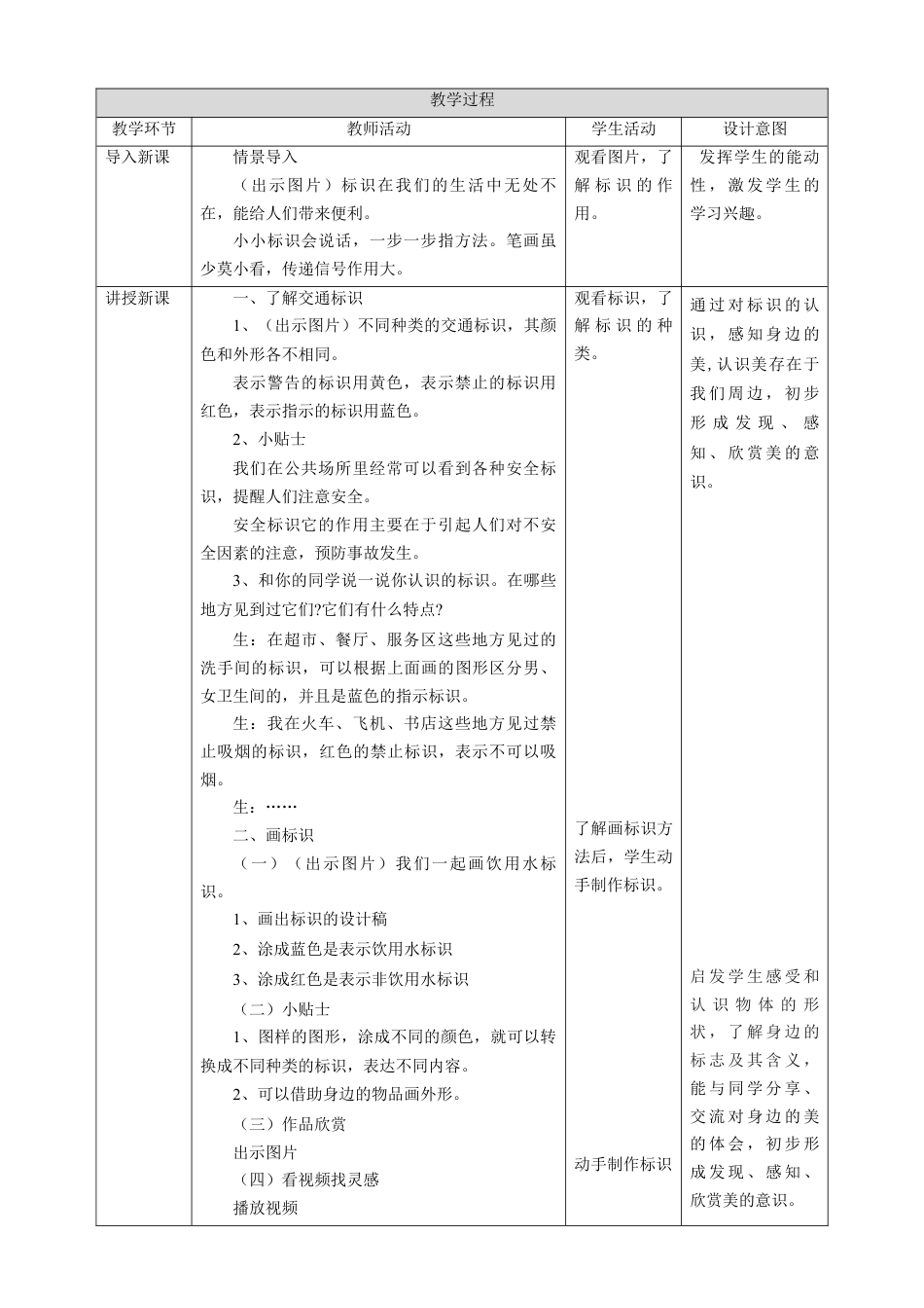 【湘版】美术  一年级上册    第一单元  3 身边的标识友  课时教案.doc_第2页