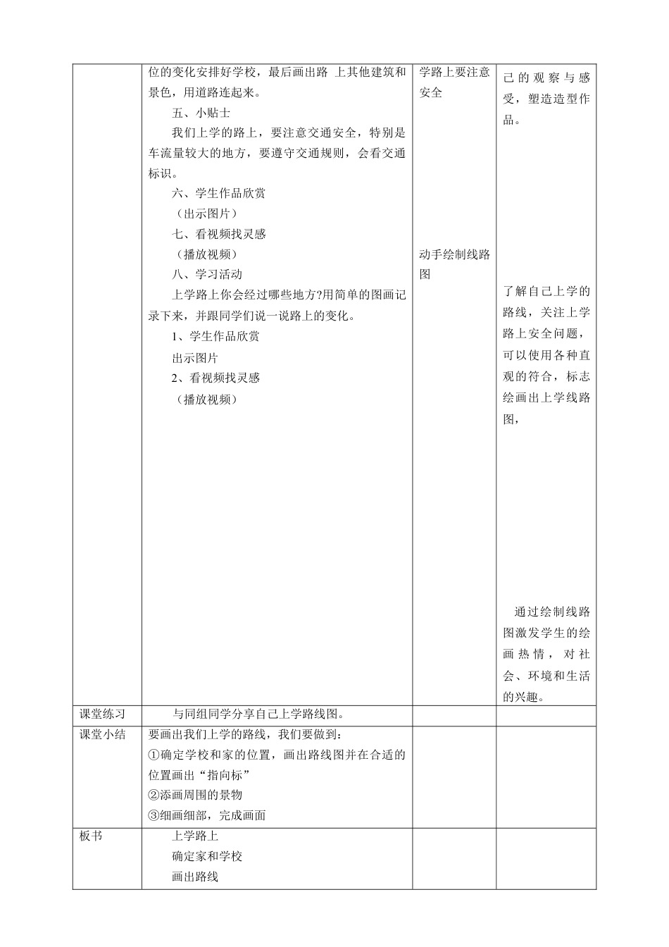 【湘版】美术  一年级上册    第一单元  4 上学路上  课时教案.doc_第3页