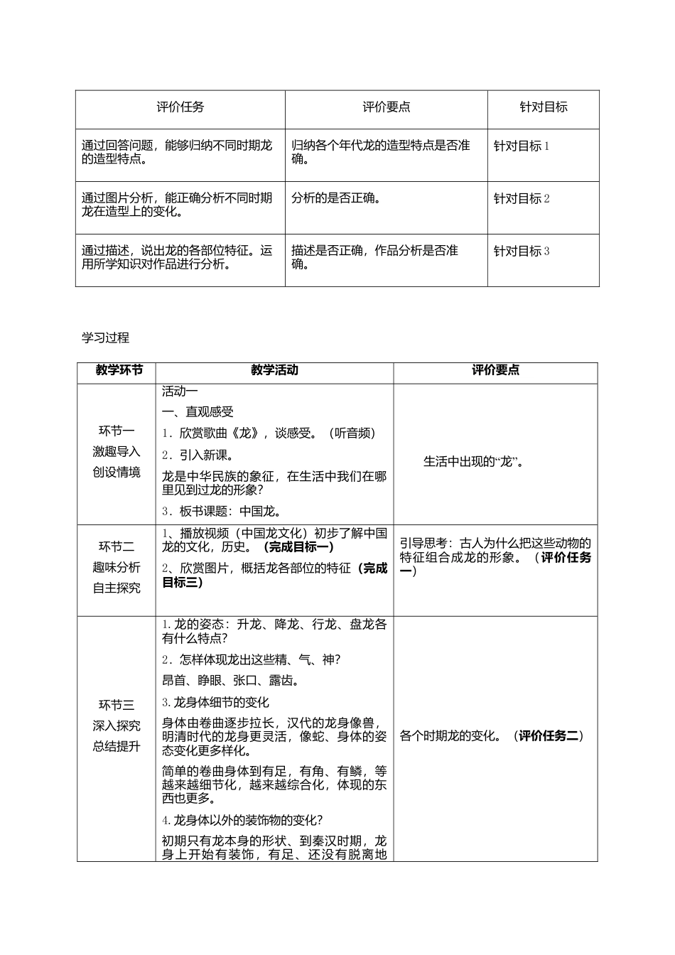 湘美版四年级美术下册-《中国龙》基于标准的教学设计.doc_第2页