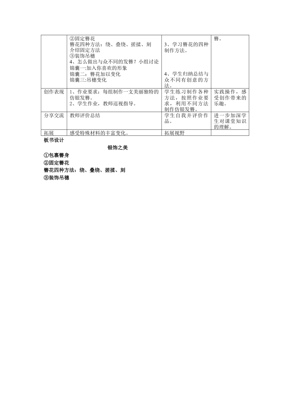 湘美版四年级美术下册-《银饰之美》基于标准的教学设计.doc_第2页