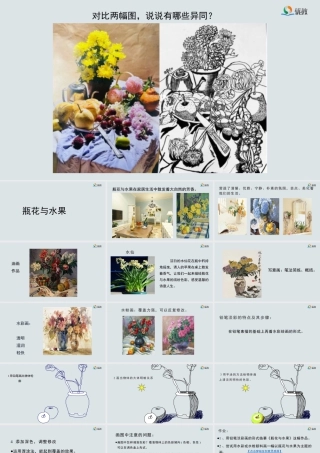 湘美版小学美术六年级下册-《瓶花与水果》精品课件新.pptx