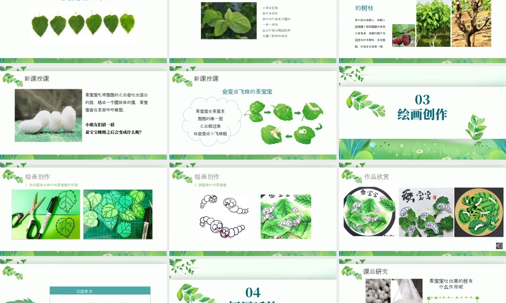 湘美版小学美术一年级上册-四1.桑叶和蚕宝宝.pptx