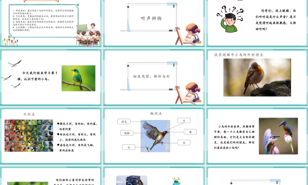 【核心素养目标】湘美版小学美术一年级下册第3课《可爱的小鸟》授课PPT课件.pptx