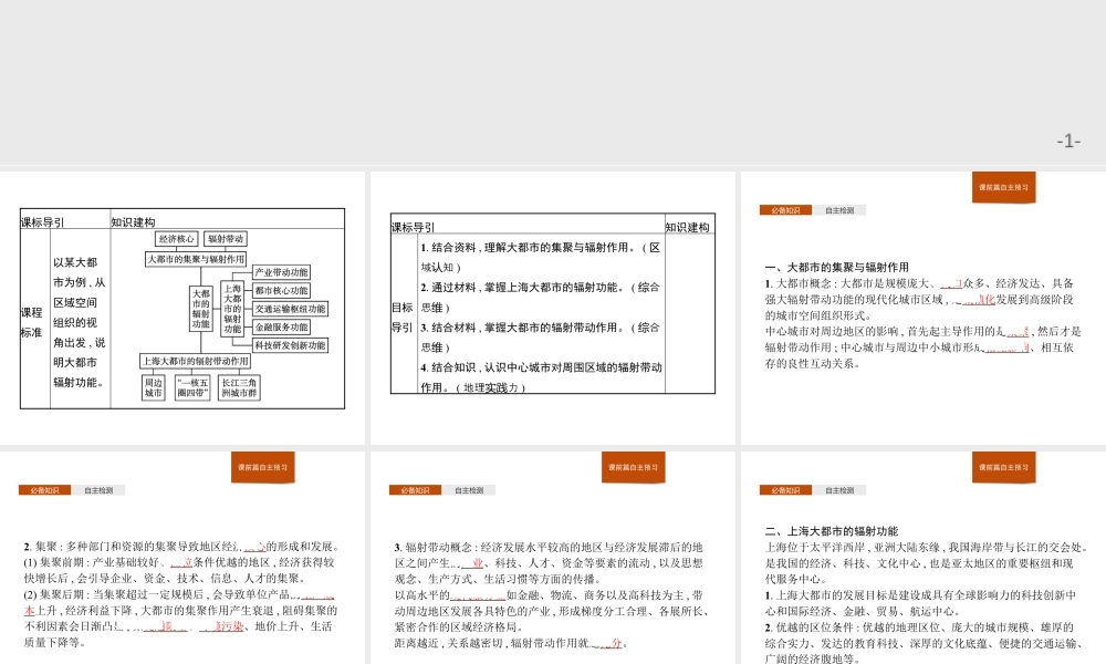 第二章　第一节　大都市的辐射功能——以我国上海为例 课件-湘教版选择性必修二地理.pptx