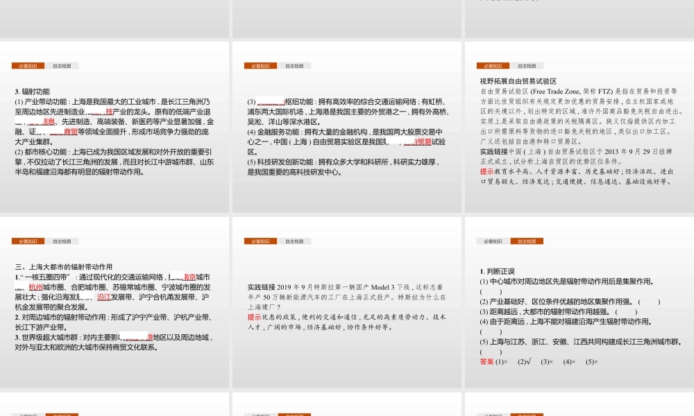 湘教版选择性必修二地理课件第二章　第一节　大都市的辐射功能——以我国上海为例.pptx