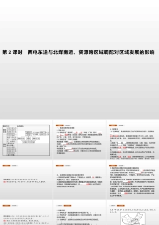 湘教版选择性必修二地理课件第三章　第二节　第2课时　西电东送与北煤南运、资源跨区域调配对区域发展的影响.pptx