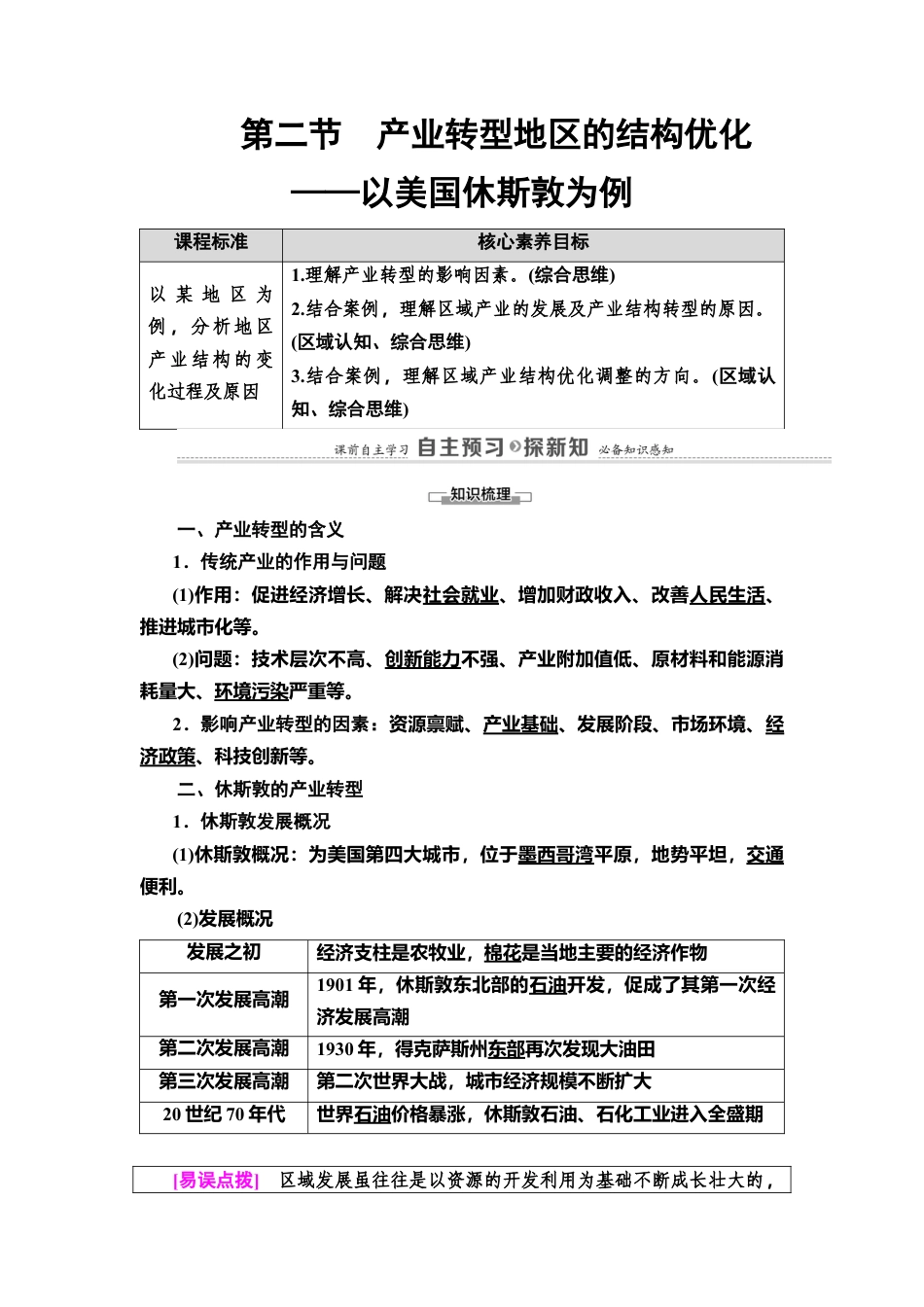 第2章 第2节　产业转型地区的结构优化——以美国休斯敦为例 教师用书-湘教版高中地理选择性必修2.doc_第1页