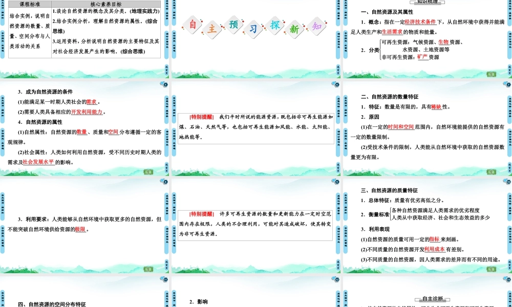 湘教版高中地理必修三课件- 第1章  第2节　自然资源及其利用.ppt