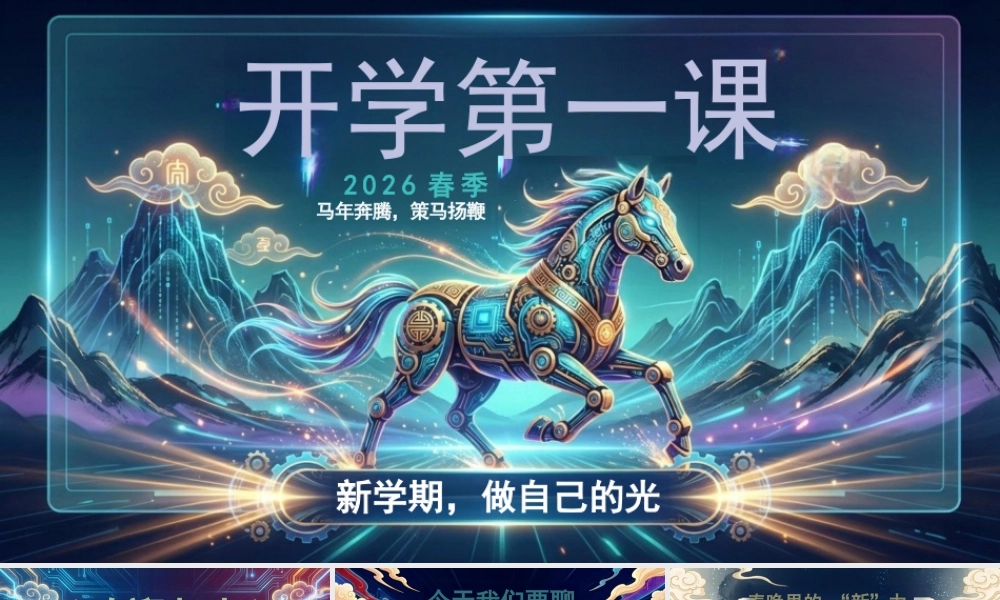 【通用】2026春季开学第一课：马年奔腾，策马扬鞭，新学期，做自己的光.pptx