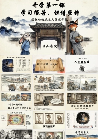 【通用】开学第一课(疯狂动物城)：学习很苦，但请坚持.pptx