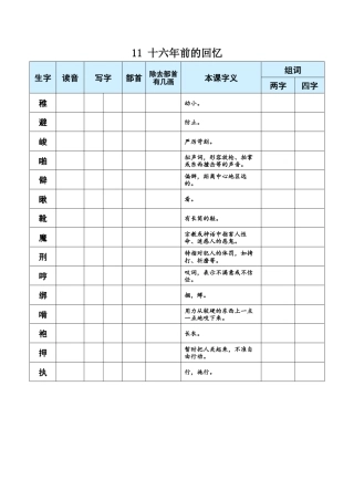 小学语文六年级下册11 十六年前的回忆（2026春）.docx