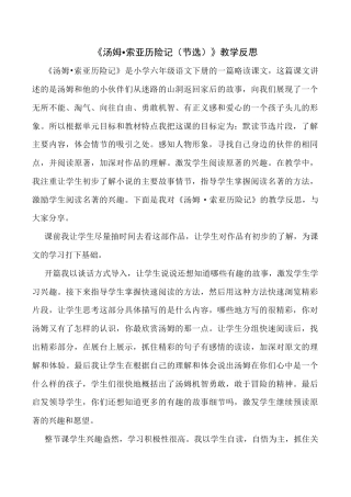 小学语文六年级下册7《汤姆·索亚历险记》（节选）教学反思3（2026春）.docx