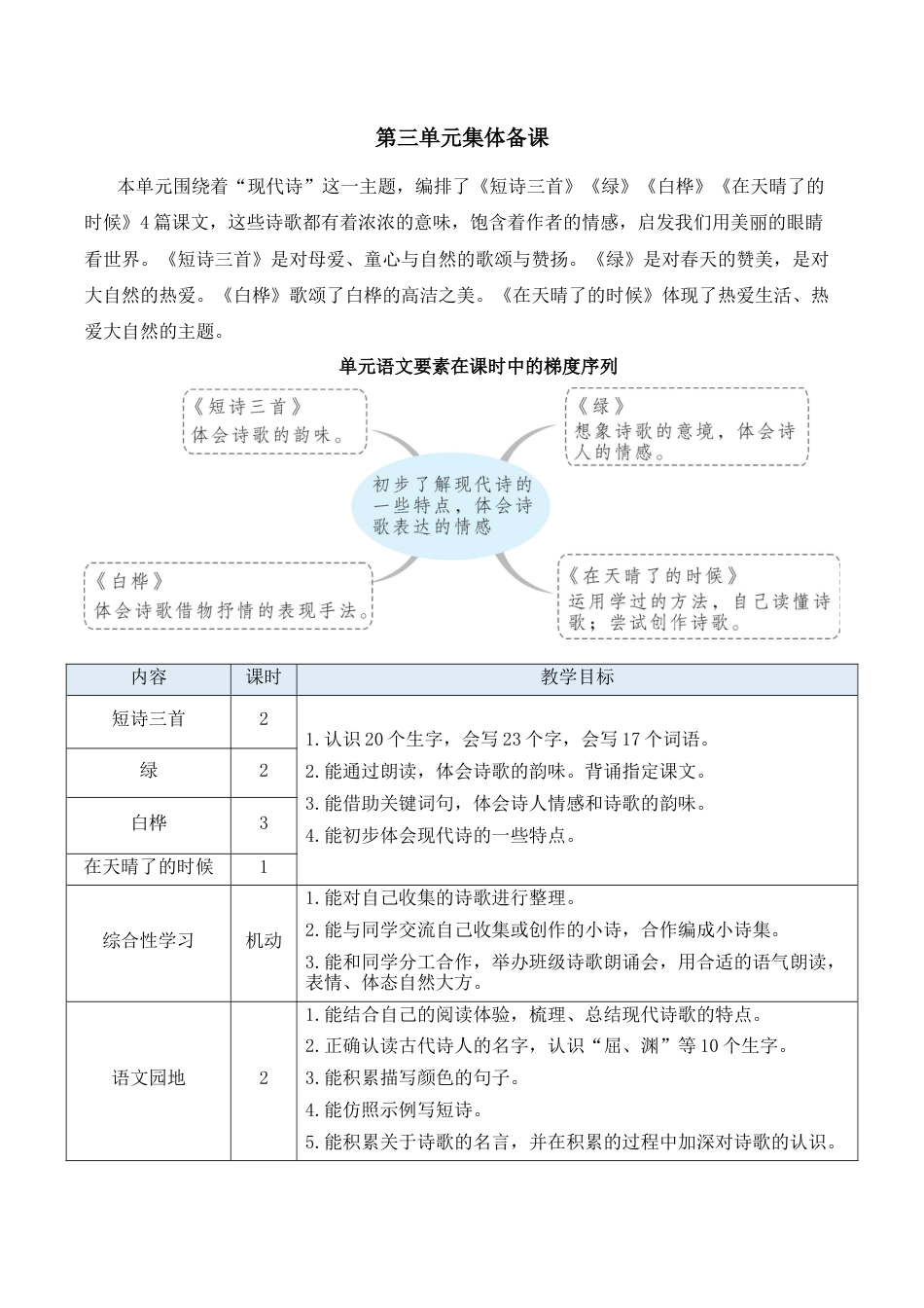 小学语文四年级下册-9 短诗三首【新学习单教案】（2026春）.docx_第1页