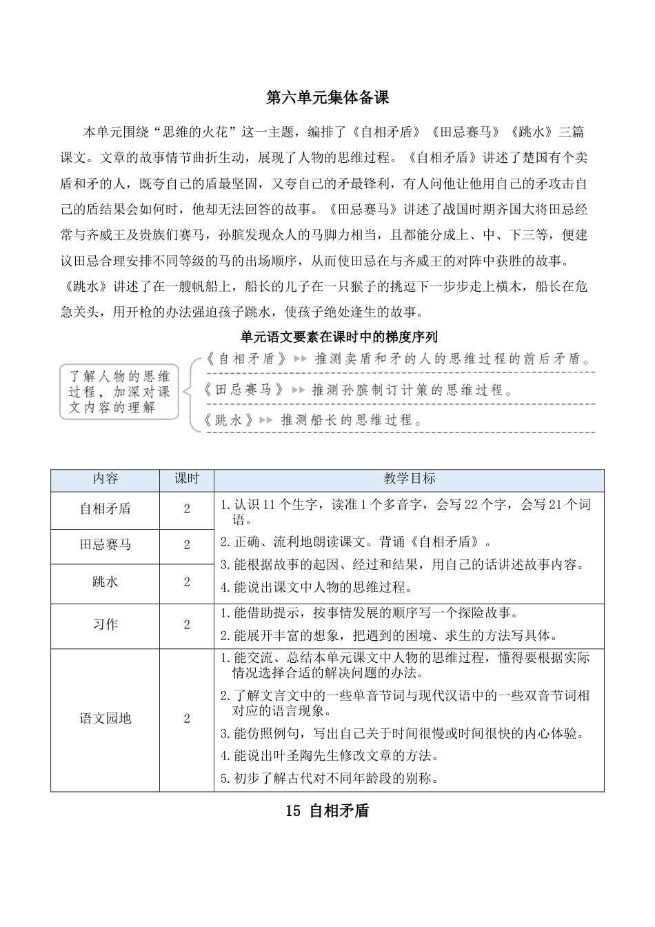小学语文五年级下册 15 自相矛盾【新学习单教案】（2026春）.docx_第1页