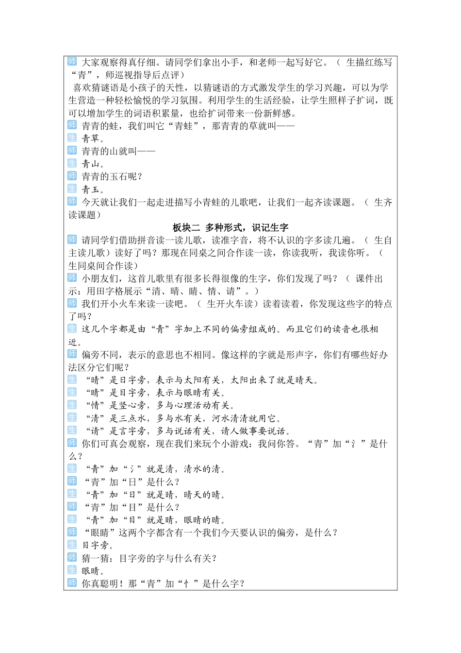 小学语文一年级下册3 小青蛙（2026春）.docx_第2页