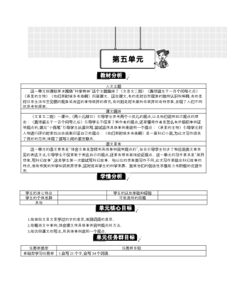 小学语文六年级下册第五单元单元分析（2026春）.docx