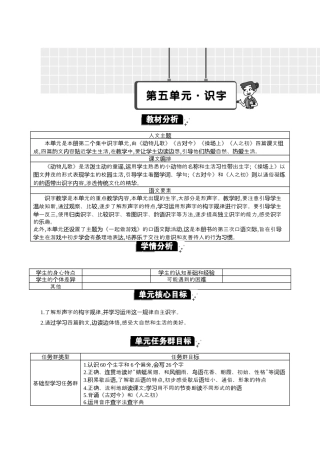 小学语文一年级下册第五单元单元分析（2026春）.docx