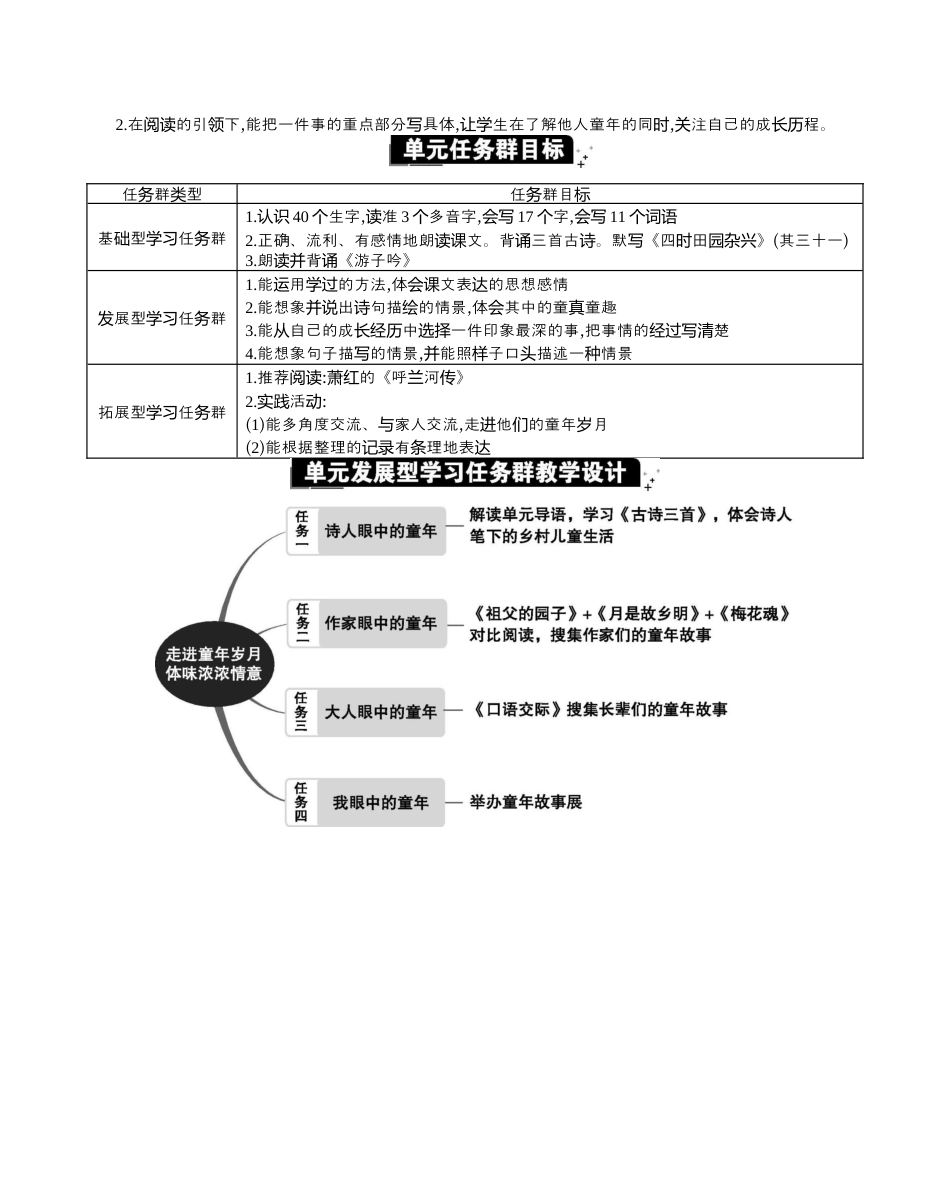 小学语文五年级下册 第一单元单元分析（2026春）.docx_第2页