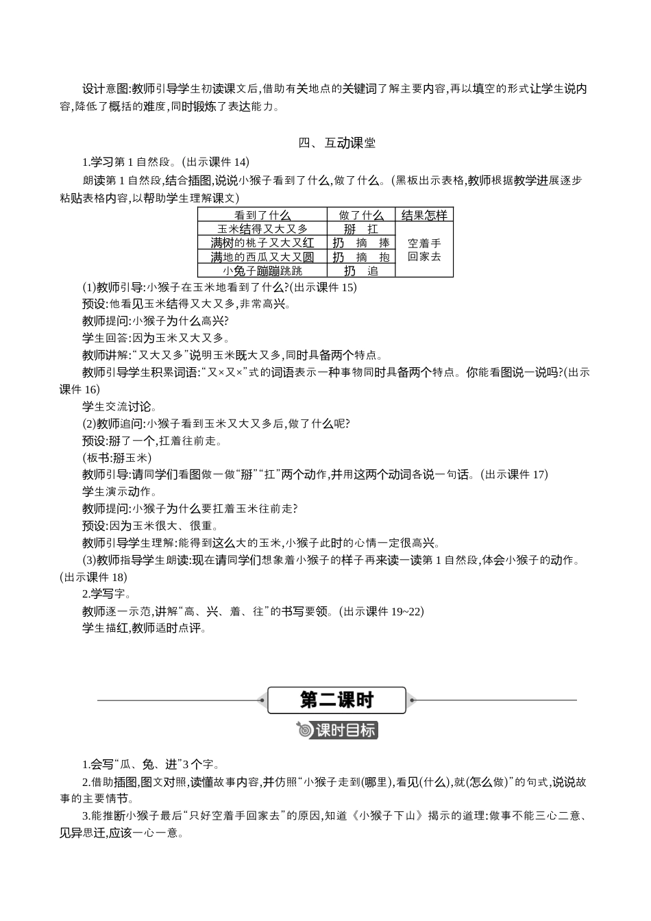 小学语文一年级下册17 小猴子下山 精华版教案（2026春）.docx_第3页