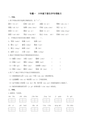 小学语文六年级下册六下生字专项（2026春）.docx