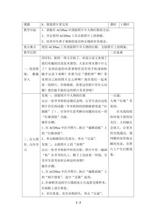 泰山版小学信息技术第三册（上册） 教案-《修复照片更完美》参考教案2.doc