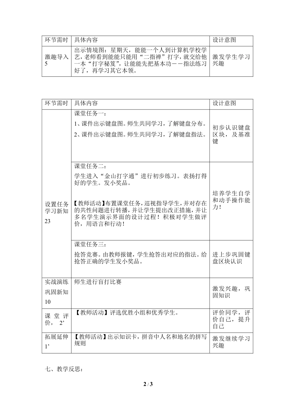 泰山版小学信息技术第一册（上册） 教案-《走进键盘大家庭》参考教案2.doc_第2页