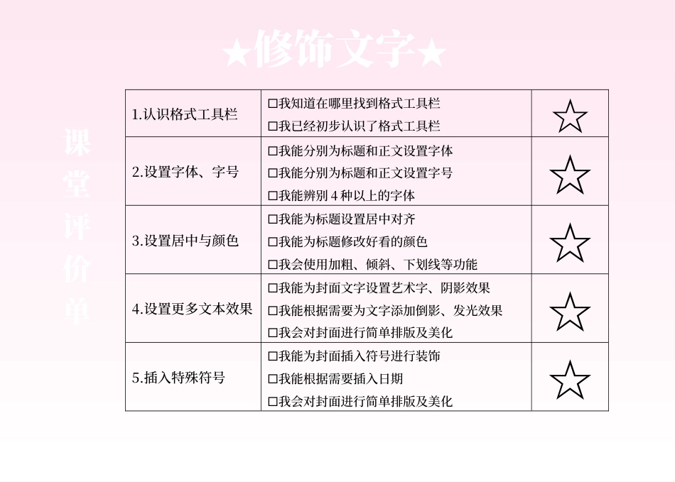 粤教版小学三年级信息技术（下）第11课-修改文字-评价单.docx_第1页